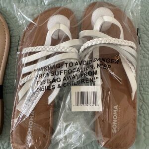 Sonoma White and Brown Sandals Comfortable Slip-On Design